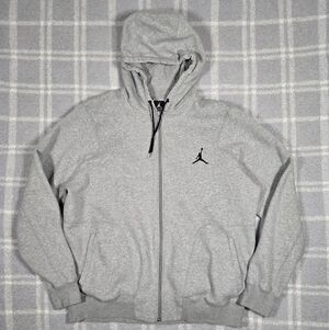 Nike Air Jordan 2015 Men's Gray Full Zip Fleece Hoodie Embroidered Jumpman XXL